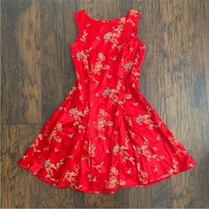 Vintage Maurice’s Asian floral 90s vintage A-line lace up mini dress sz 9/10